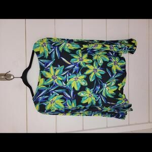 Karen Kane black with floral print & bell sleeves blouse